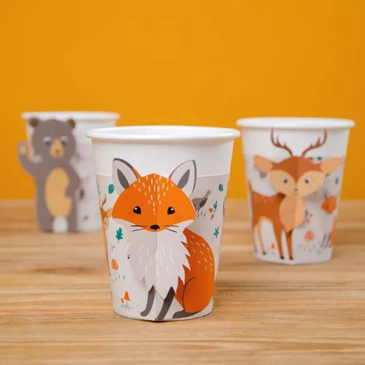 6 vasos animales del bosque