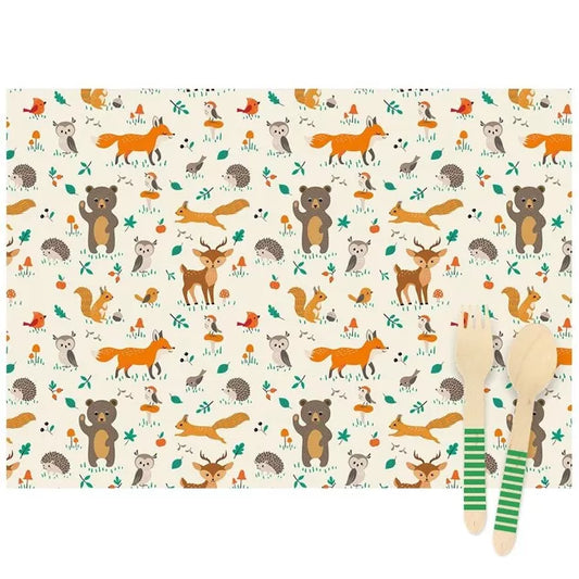 6 manteles individuales Animales del bosque
