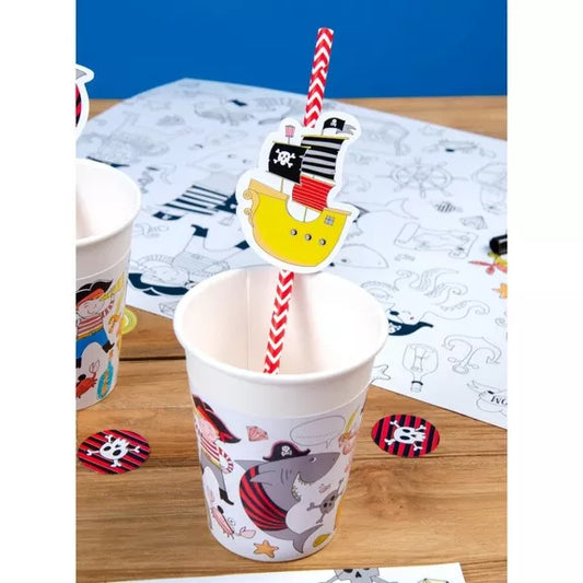 6 pajitas de papel de color pirata