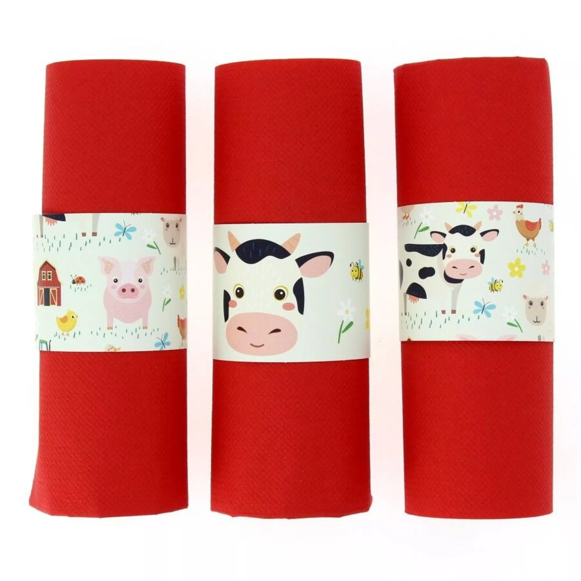6 servilleteros de papel animales de granja redondos