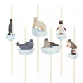 6 pajitas de papel de animales polares