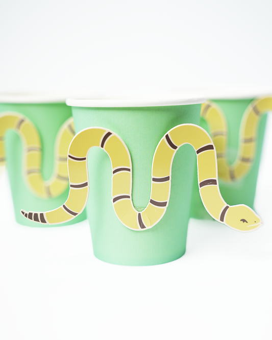 Vasos de Papel Serpiente Occidental (x12) - Colección Fiesta Oeste