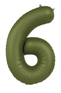Globo de aluminio número 6, verde oliva, ultramate, 86 cm