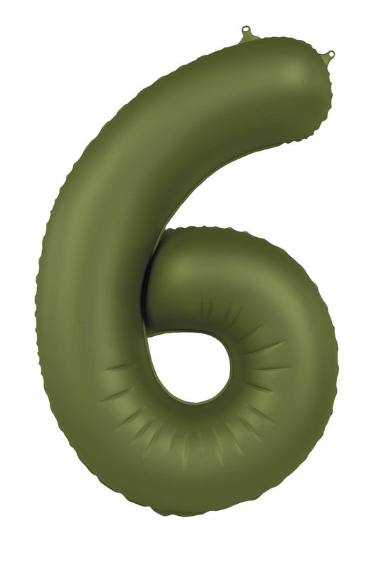 Globo de aluminio número 6, verde oliva, ultramate, 86 cm