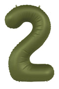 Globo de aluminio número 2, verde oliva, ultramate, 86 cm
