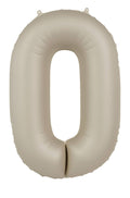 Globo de aluminio número 0, latte cremoso, ultra mate, 86 cm