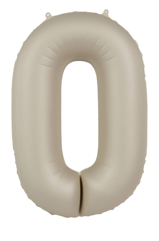 Globo de aluminio número 0, latte cremoso, ultra mate, 86 cm