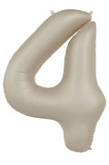 Globo de aluminio número 4, latte cremoso, ultra mate, 86 cm