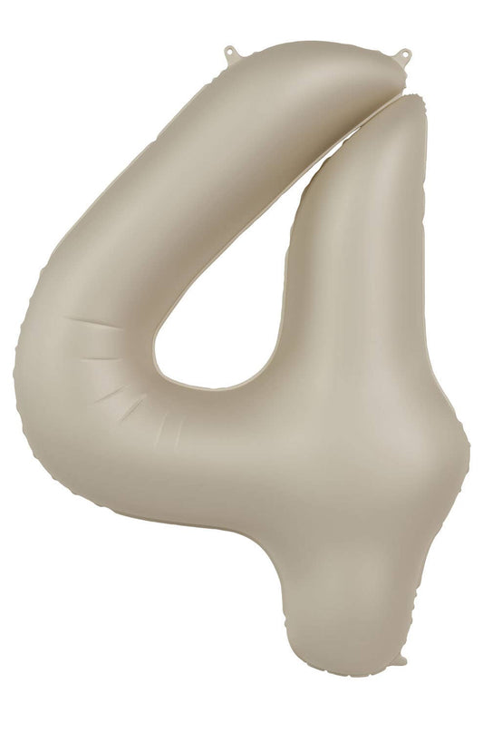 Globo de aluminio número 4, latte cremoso, ultra mate, 86 cm