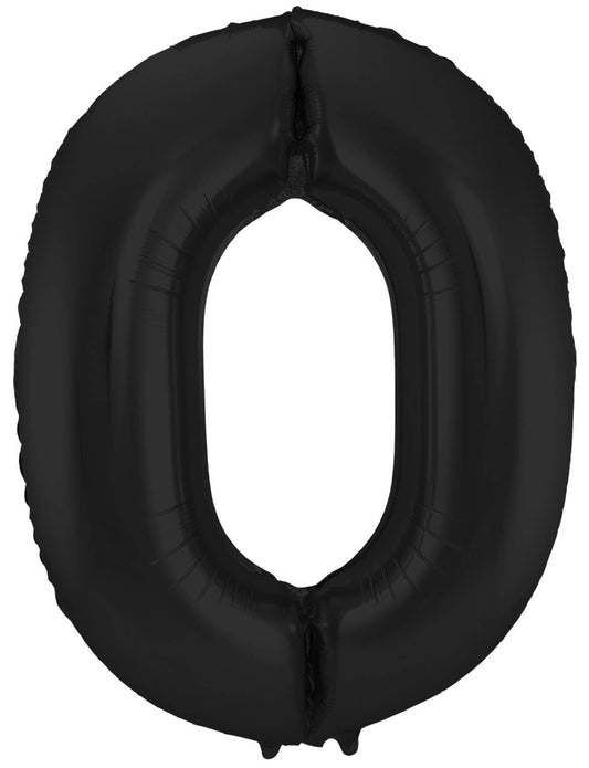 Globo Foil Number 0 Negro Metálico Mate - 86 cm