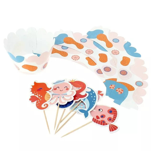 Kit Cupcakes Coral Sirena