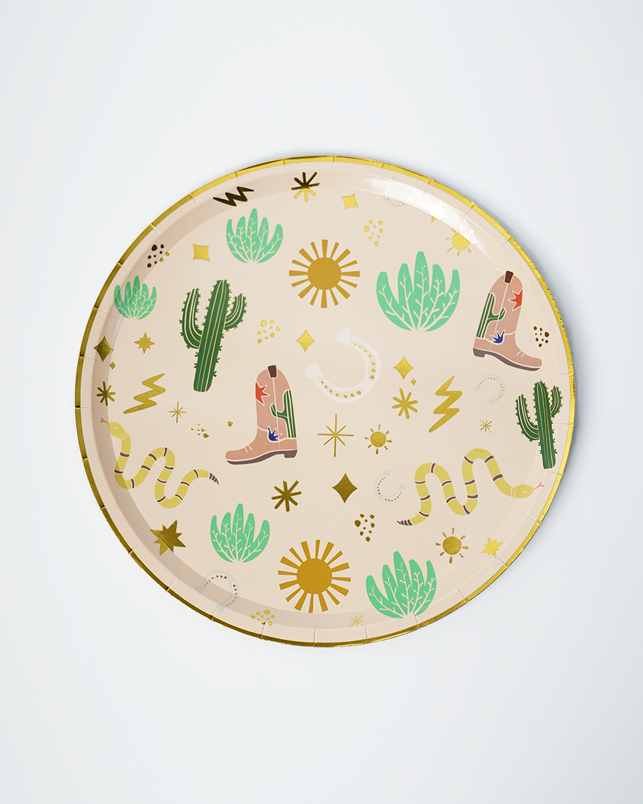 Platos de papel viejo oeste (x12) - Colección Fiesta Oeste