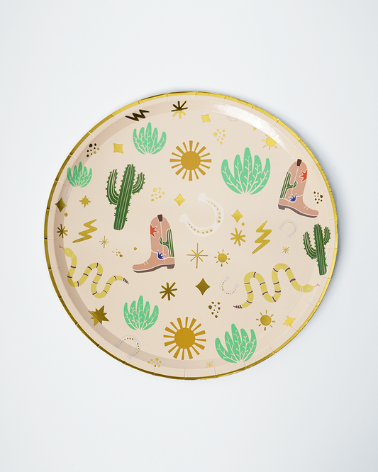 Platos de papel viejo oeste (x12) - Colección Fiesta Oeste
