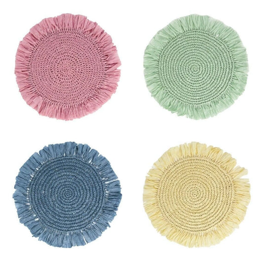 Juego de manteles individuales de rafia de colores, decoración de primavera