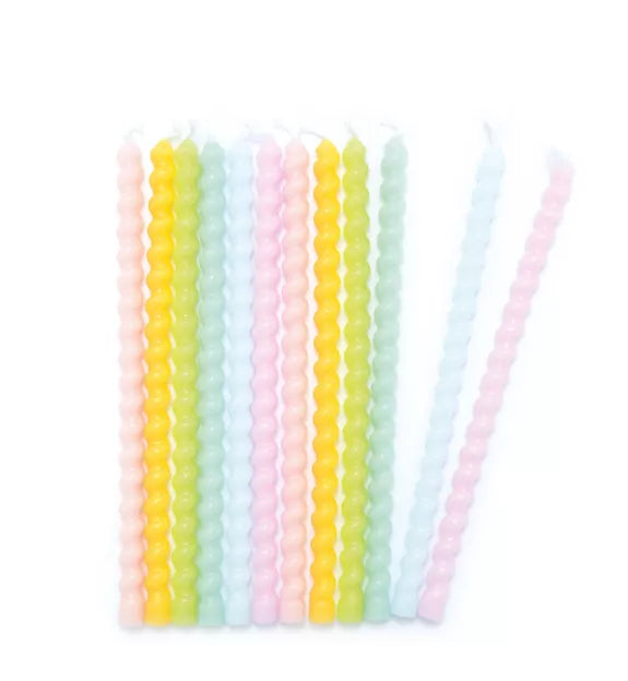 12 velas torcidas pastel largas 12 cm