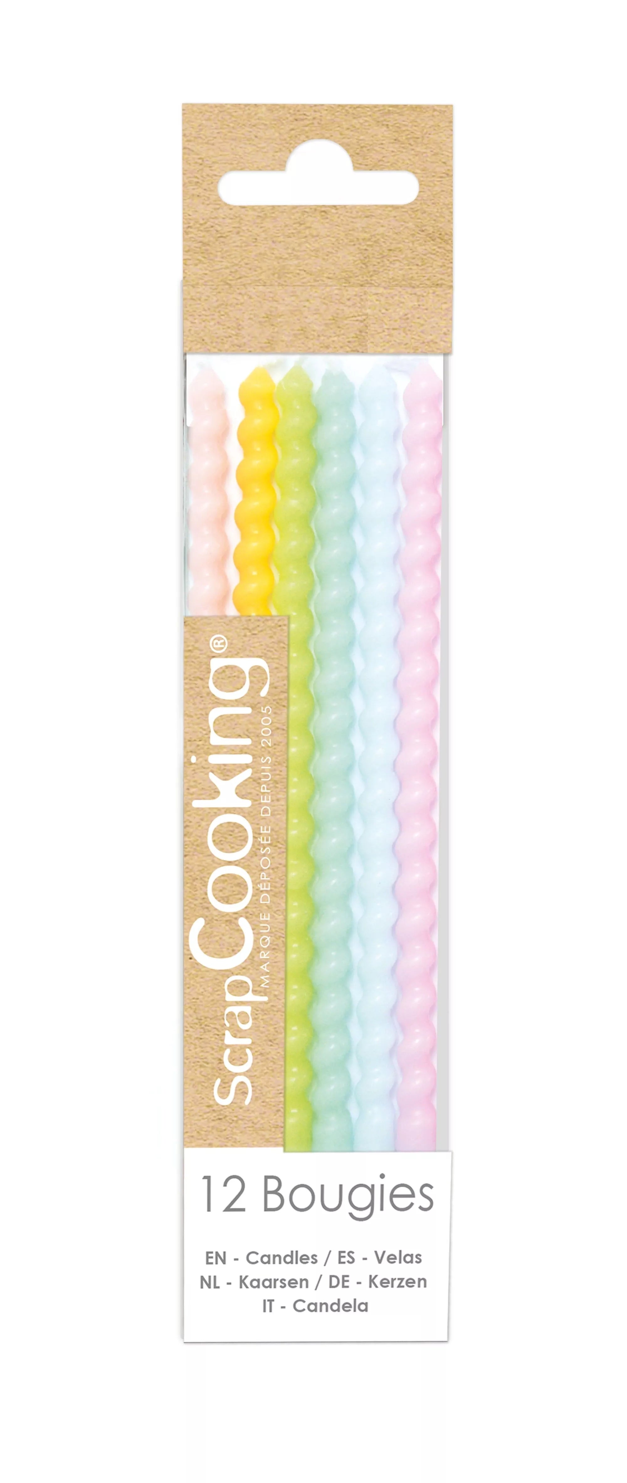 12 velas torcidas pastel largas 12 cm