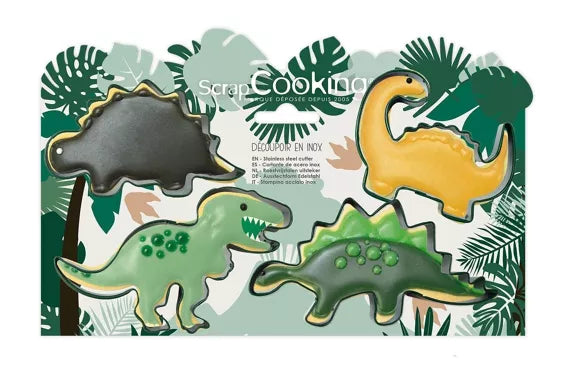 4 cortadores de galletas "dinosaurio"