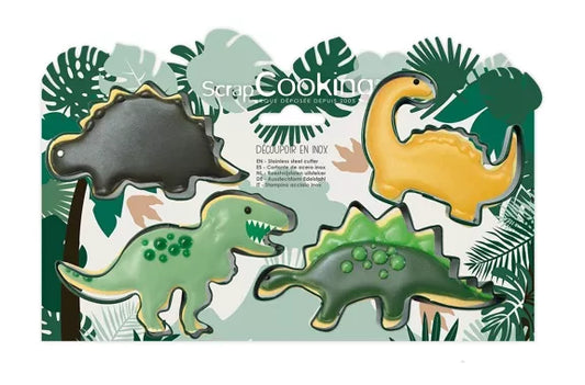 4 cortadores de galletas "dinosaurio"