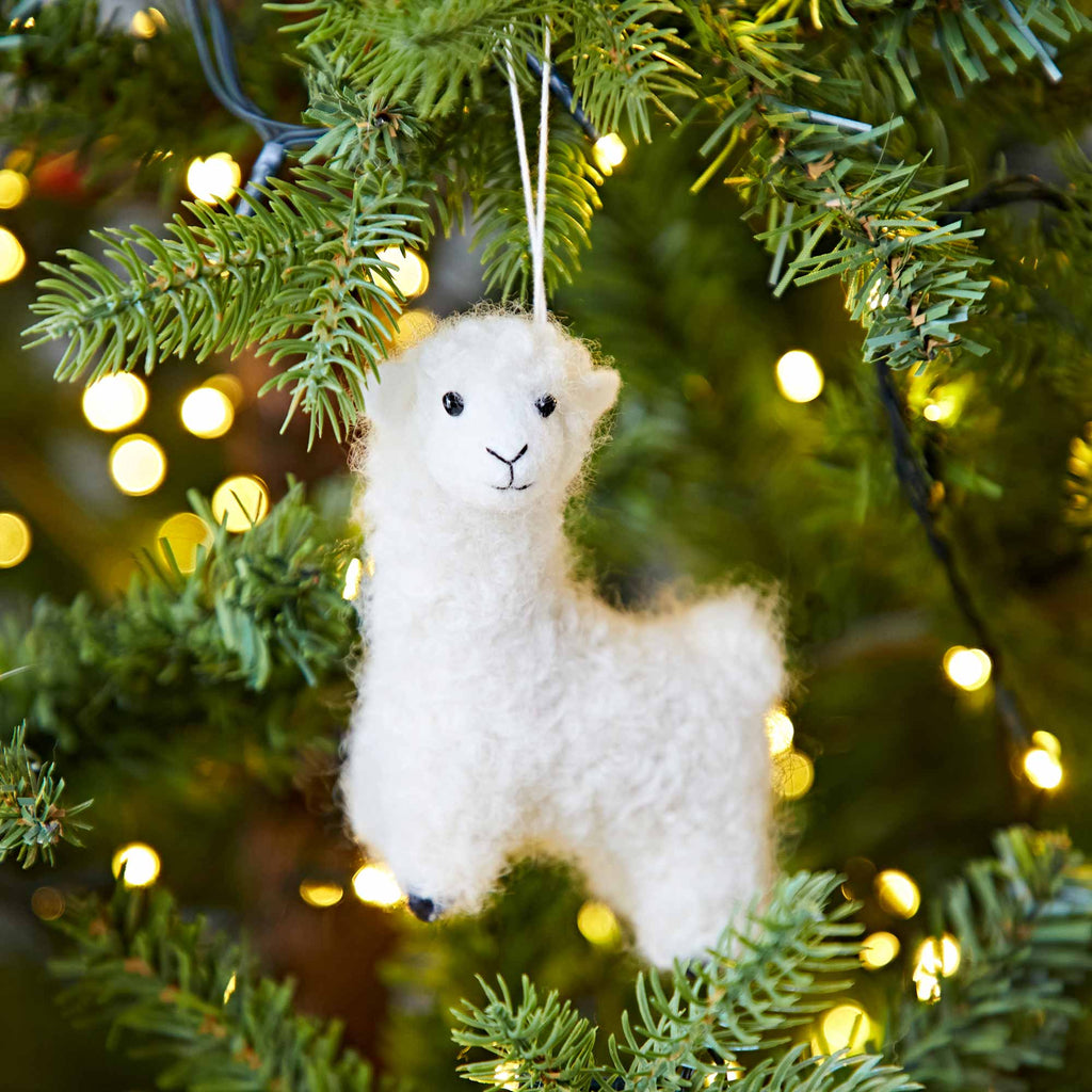 Decoración navideña de fieltro de alpaca