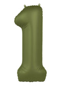 Globo de aluminio número 1, verde oliva, ultra mate, 86 cm