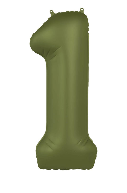 Globo de aluminio número 1, verde oliva, ultra mate, 86 cm