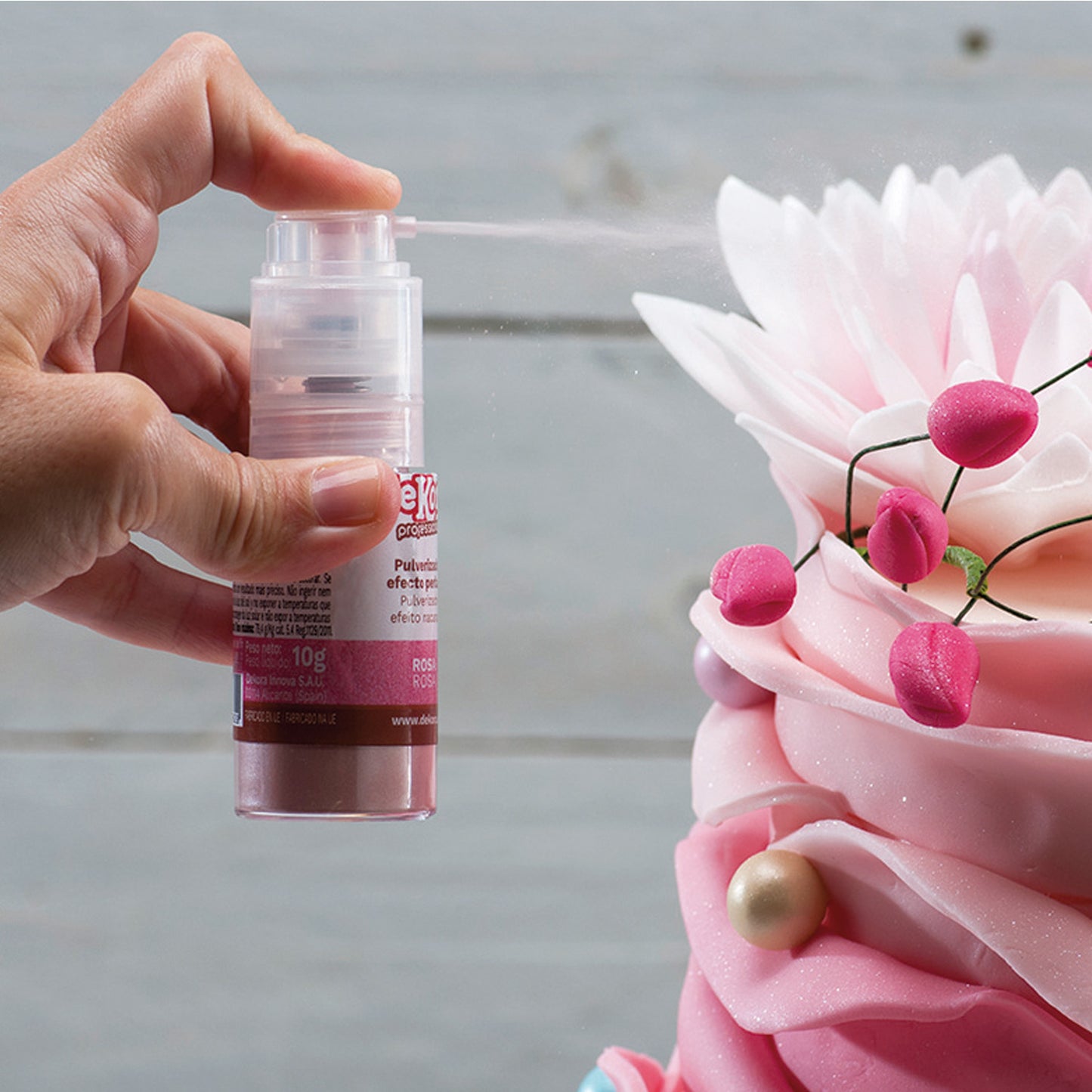 PULVERIZADOR ROSA EFECTO PERLADO 10G SIN E171