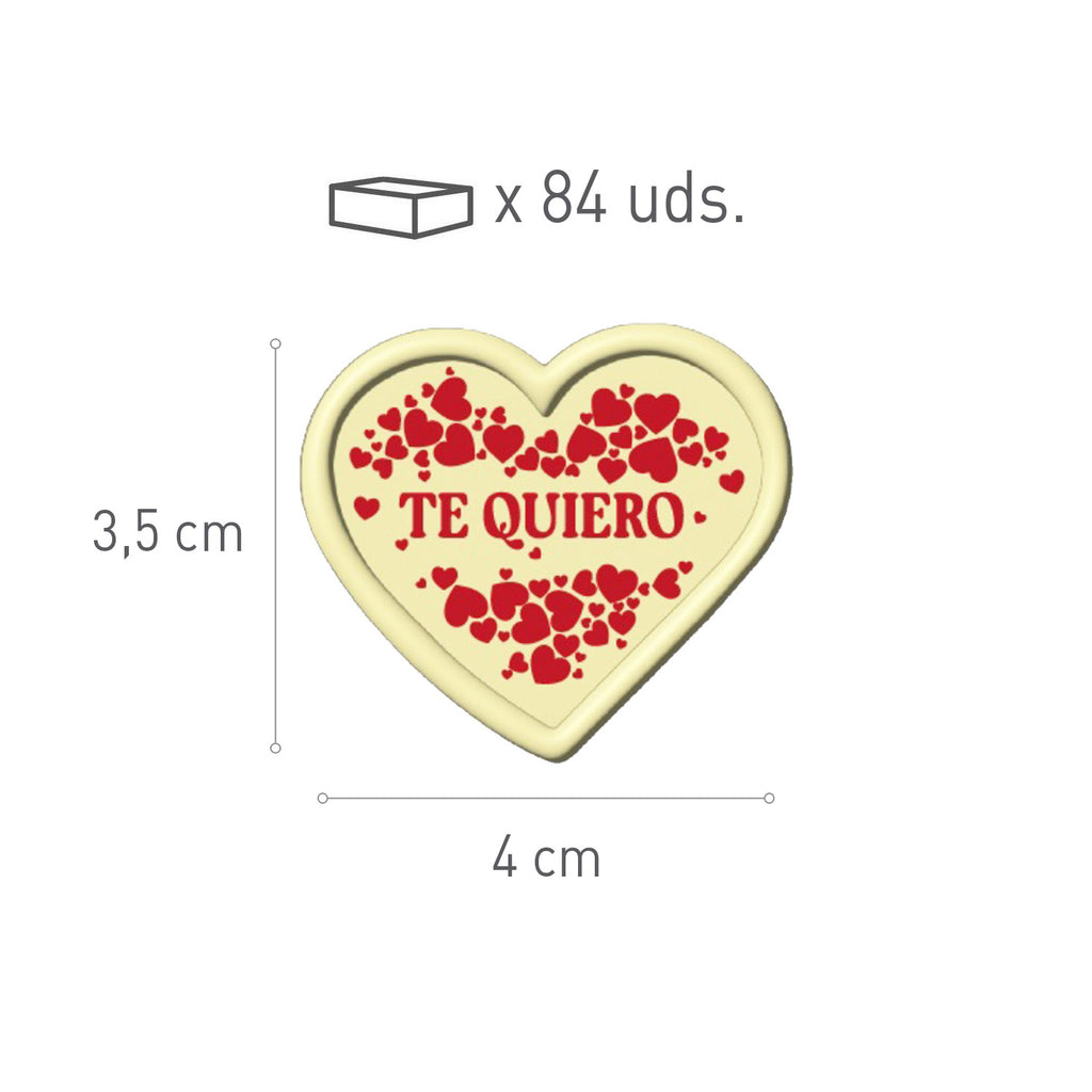 LETRERO CHOCO BLANCO TE QUIERO 40X35 MM - 28 UNIDADES
