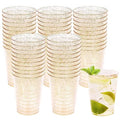Vaso de plástico multiusos con purpurina dorada (275ml)