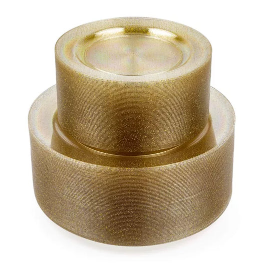 Platos multiusos con purpurina dorada 19 cm postre