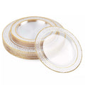 Platos transparente premium con borde dorado martilla 19 cm postre