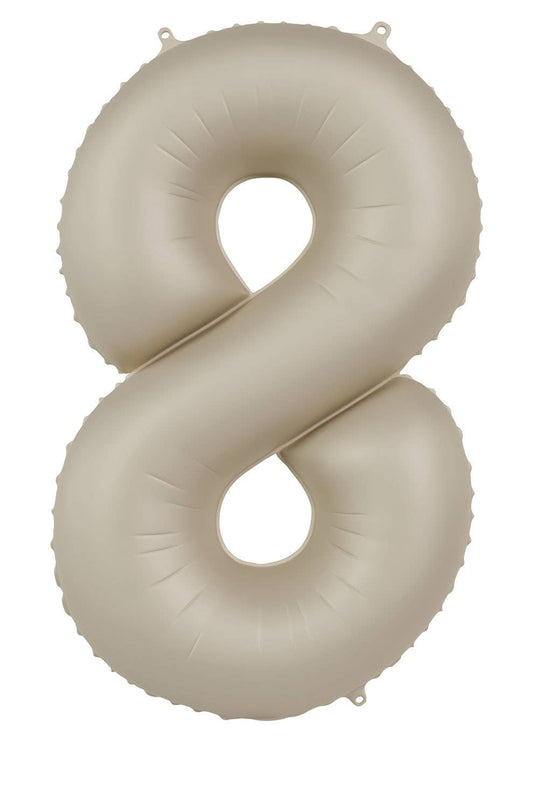 Globo de aluminio número 8, latte cremoso, ultra mate, 86 cm