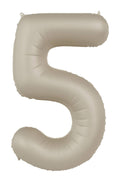 Globo de aluminio número 5, latte cremoso, ultra mate, 86 cm