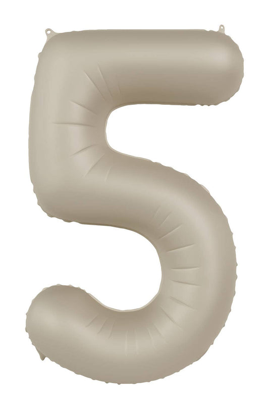 Globo de aluminio número 5, latte cremoso, ultra mate, 86 cm