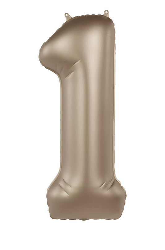 Globo de aluminio número 1, oro claro, satinado brillante, 86 cm