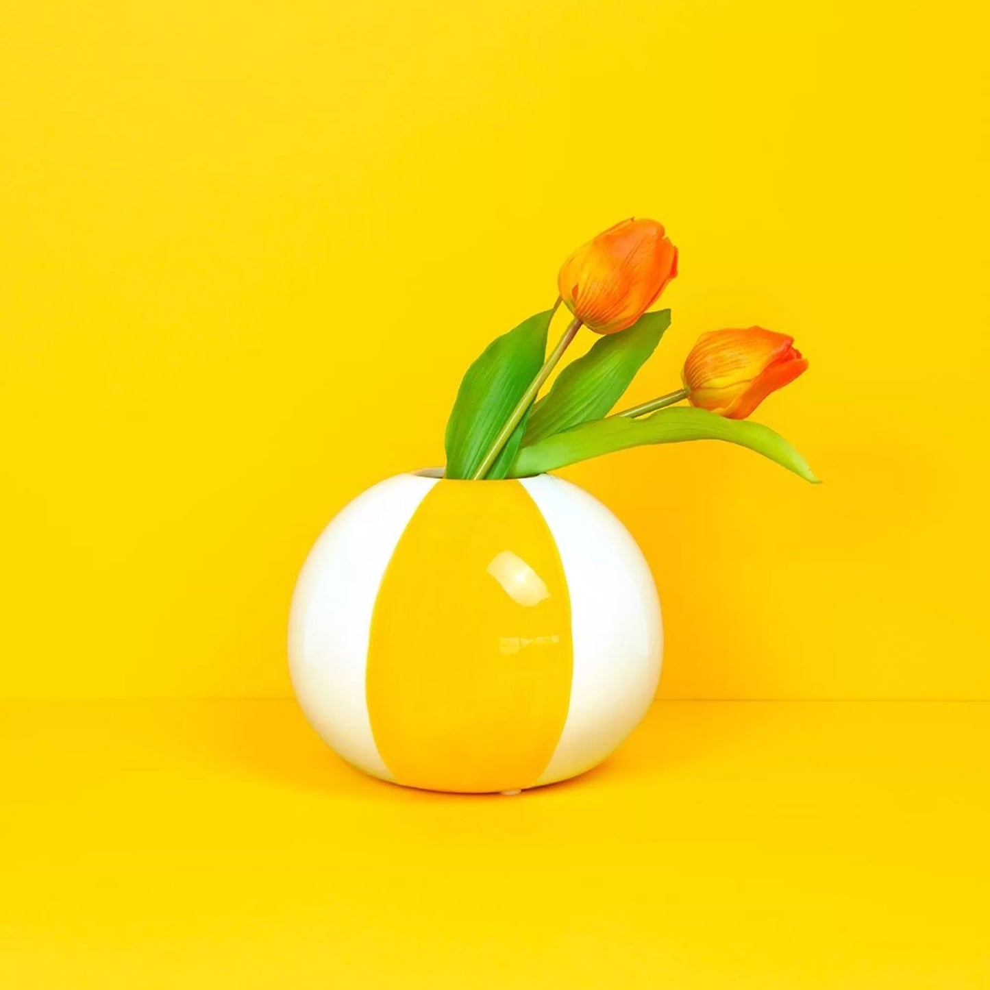 Florero, Beach Ball, amarillo, cerámica,14 cm