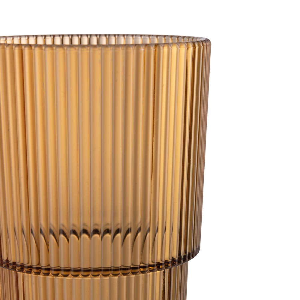 Set de 3 vasos apilables de plástico (PS), 420 ml, en tonos chocolate