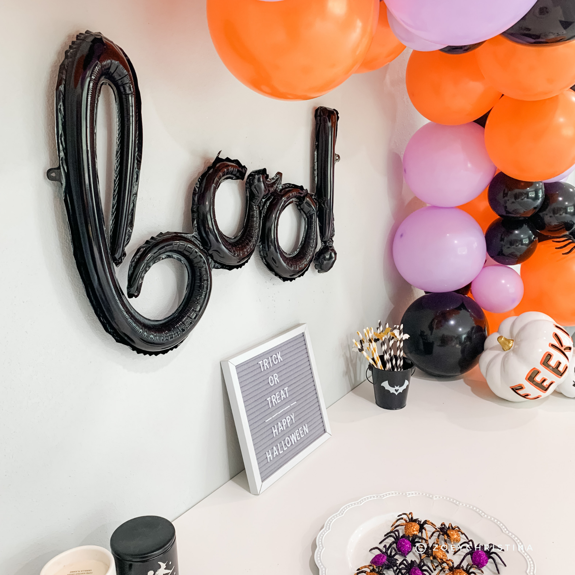 ¡abucheo! Globo con letras de aluminio, perfecto para decoración de Halloween
