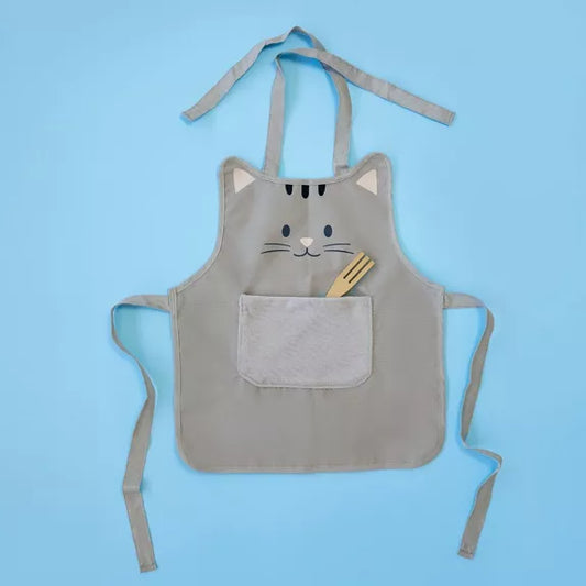 Delantal,Kitty,gris,infantil,50 cm,poliéster