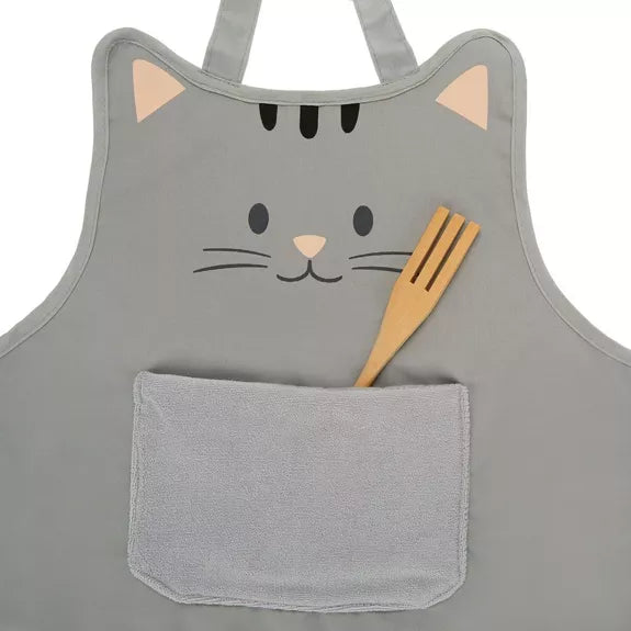 Delantal,Kitty,gris,infantil,50 cm,poliéster