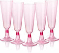 Copa de champán de plástico rosa con purpurina (150 ml)