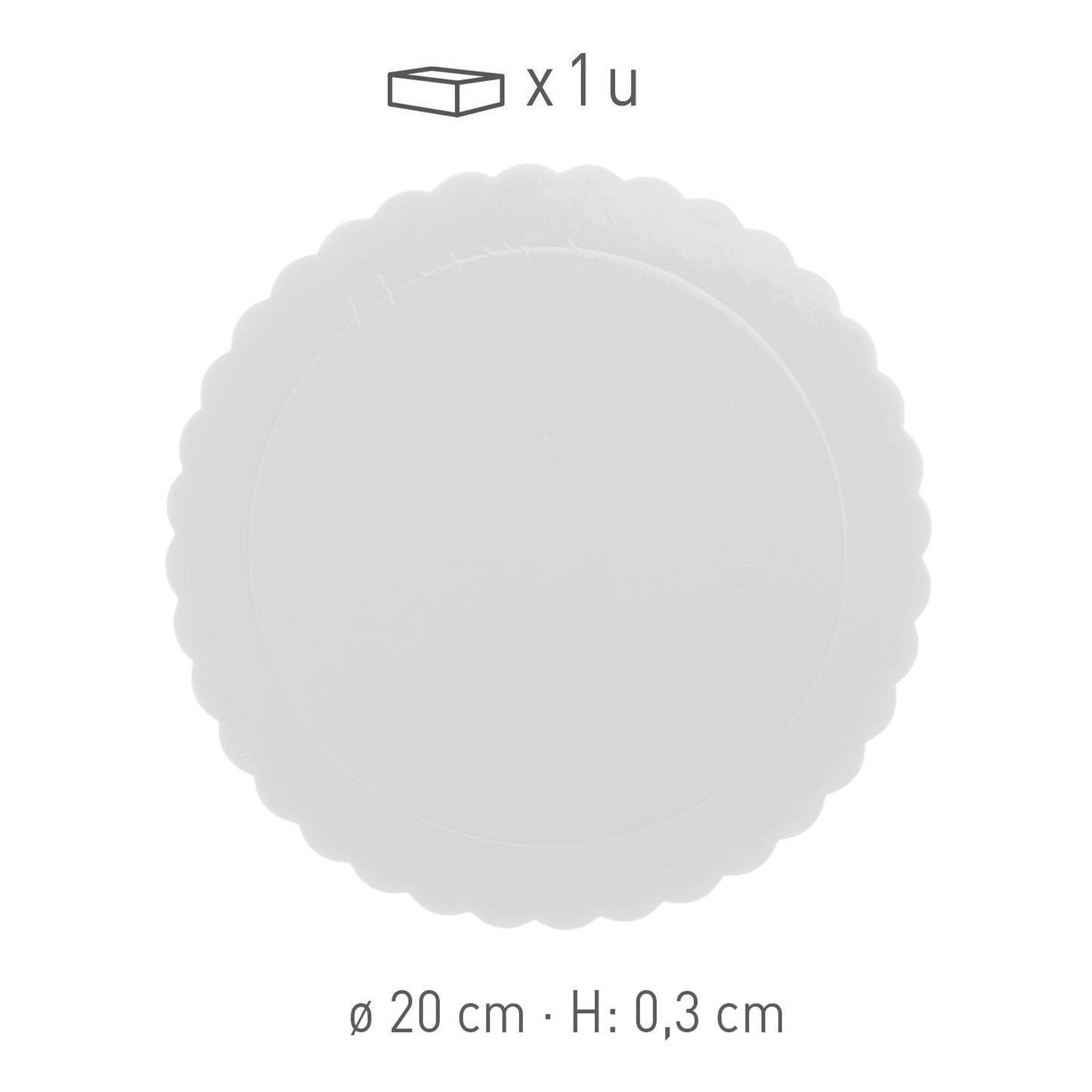 PLATO REDONDO PARA TARTA ONDULADO BLANCO 3 MM 20CM