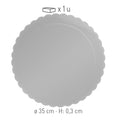 PLATO REDONDO PARA TARTA ONDULADO PLATA 3 MM 35CM