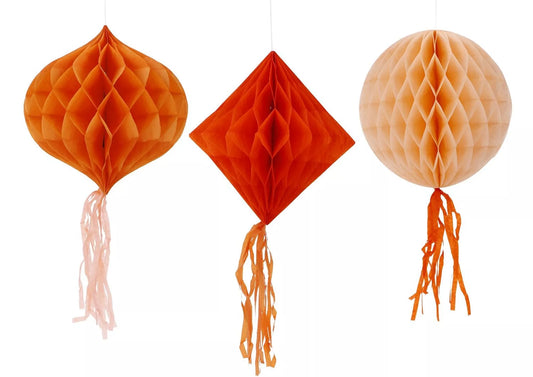 Set panal -nido de papel  - Naranja - 3 piezas