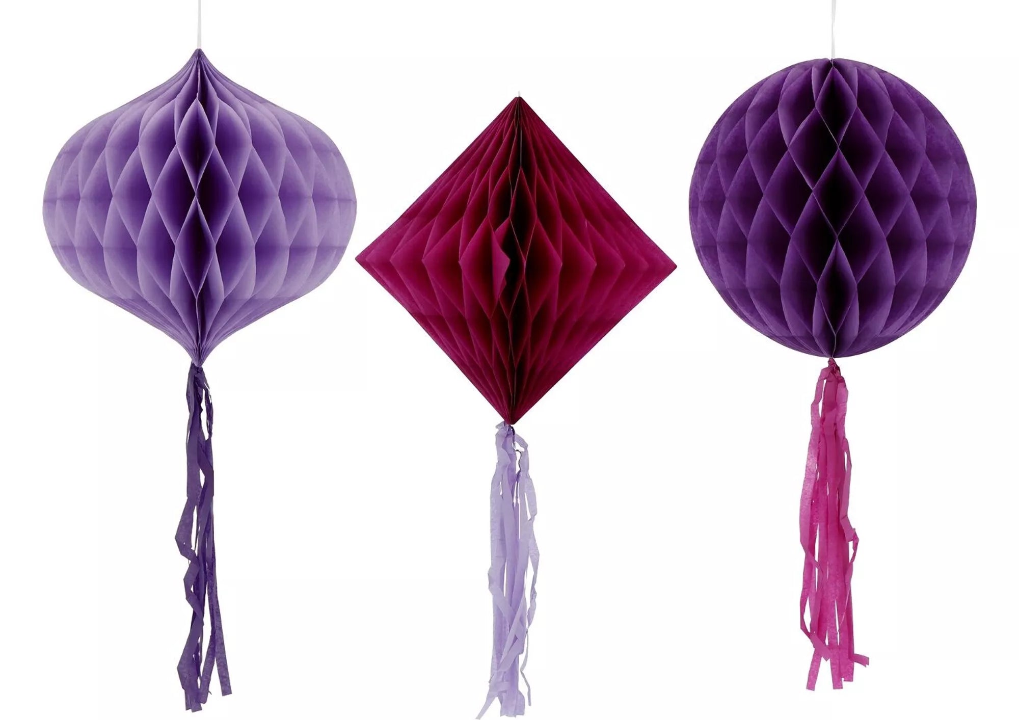 Set panal -nido de papel  - Morado  - 3 piezas
