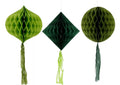 Set panal -nido de papel  - Verde - 3 piezas