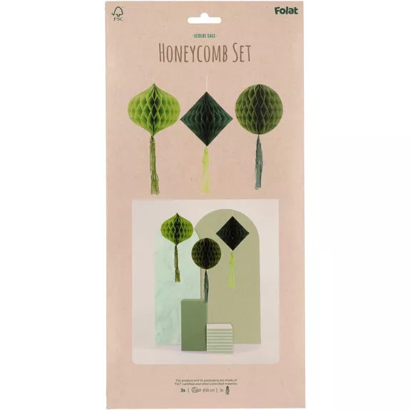 Set panal -nido de papel  - Verde - 3 piezas