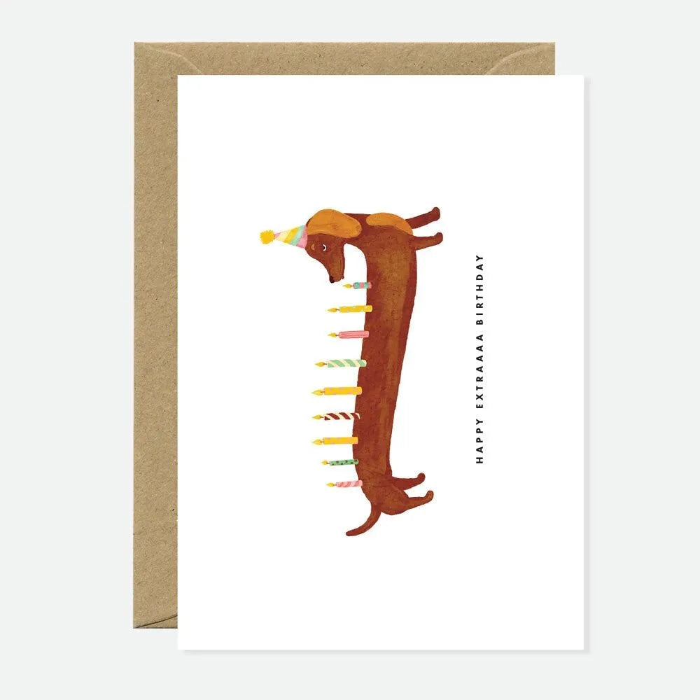 Tarjeta de felicitación - Extra de perro salchicha A6 (105 × 148 mm)