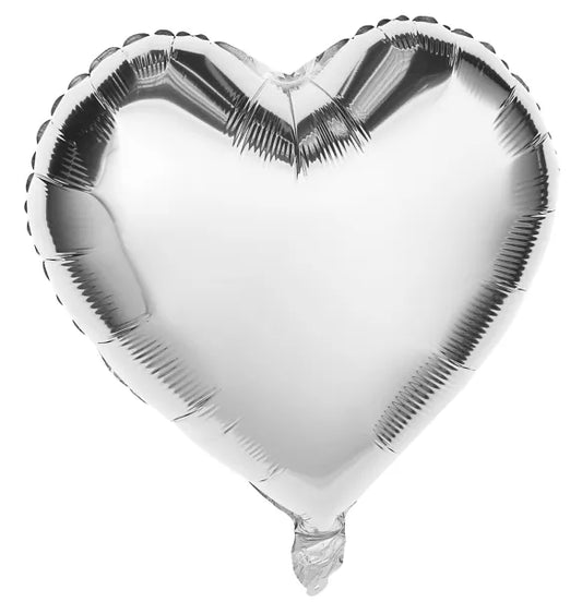GLOBO DE MYLAR CON CORAZÓN PLATEADO
