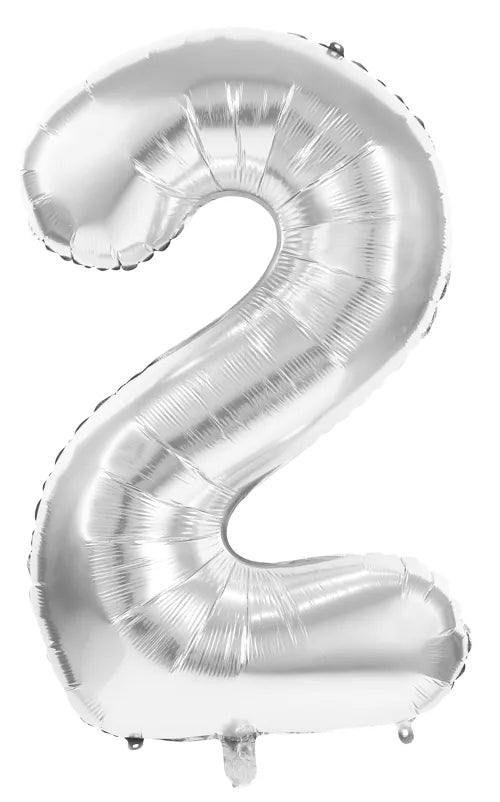 GLOBO MYLAR NÚMERO 2 PLATA 36CM