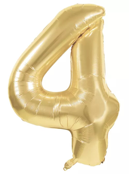 GLOBO MYLAR NÚMERO 4 DORADO 36CM